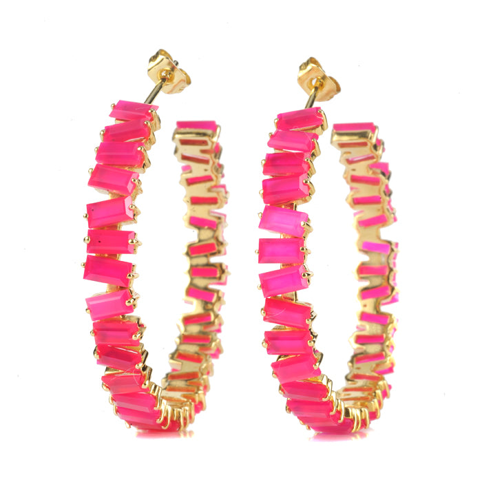 Thea Hoop Medium Earring - (13 Gemstone Options)