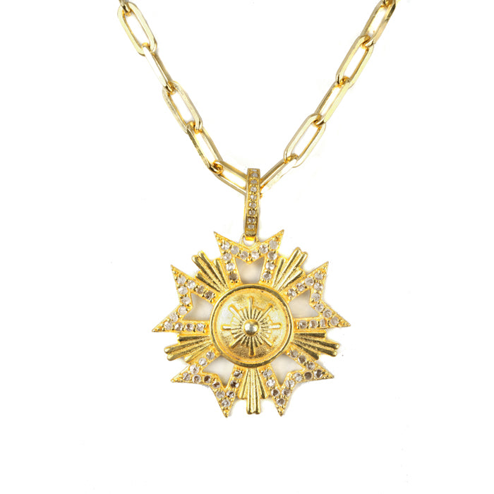 Medallion Gold & Diamond Pendant Necklace