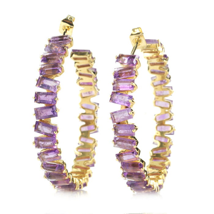 Thea Hoop Medium Earring - (13 Gemstone Options)
