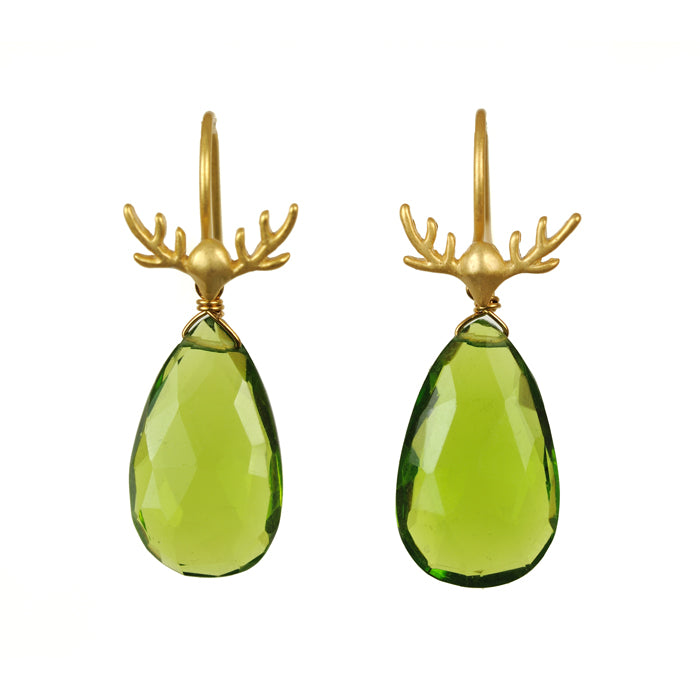 Antler Earring - (5 Gemstone Options)