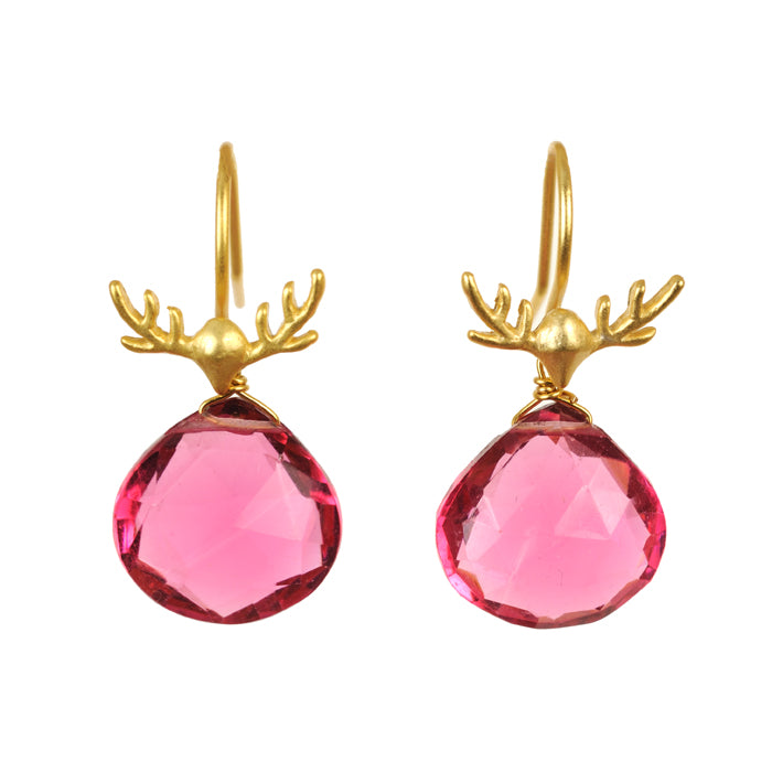 Antler Earring - (5 Gemstone Options)
