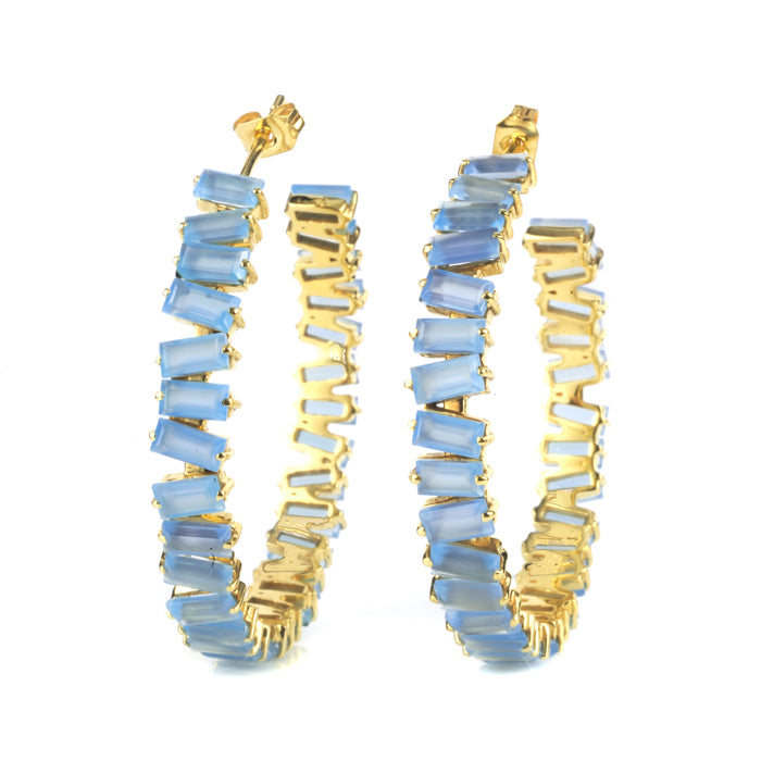 Thea Hoop Medium Earring - (13 Gemstone Options)