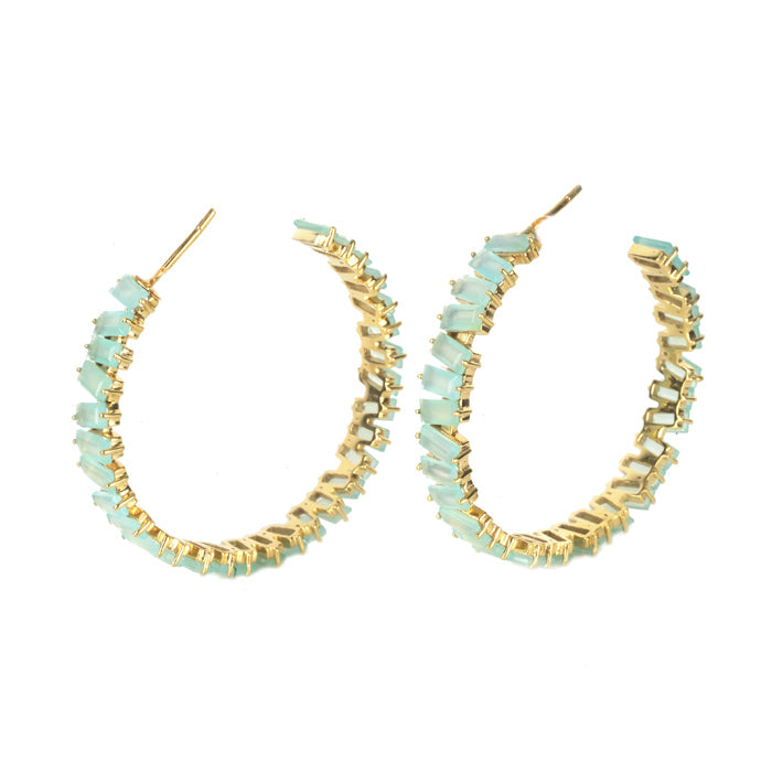 Thea Hoop Medium Earring - (13 Gemstone Options)