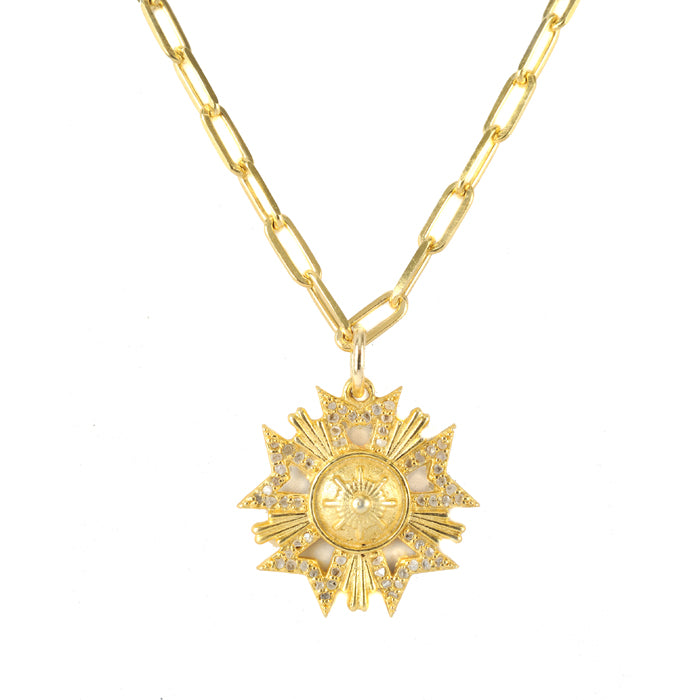 Medallion Gold & Diamond Pendant Necklace (Small)