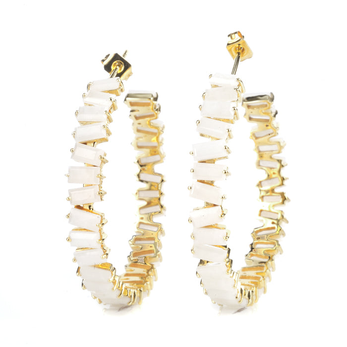 Thea Hoop Medium Earring - (13 Gemstone Options)