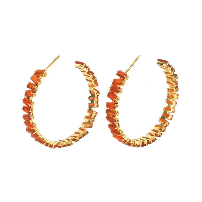 Thea Hoop Medium Earring - (13 Gemstone Options)