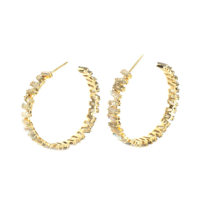 Thea Hoop Medium Earring - (13 Gemstone Options)