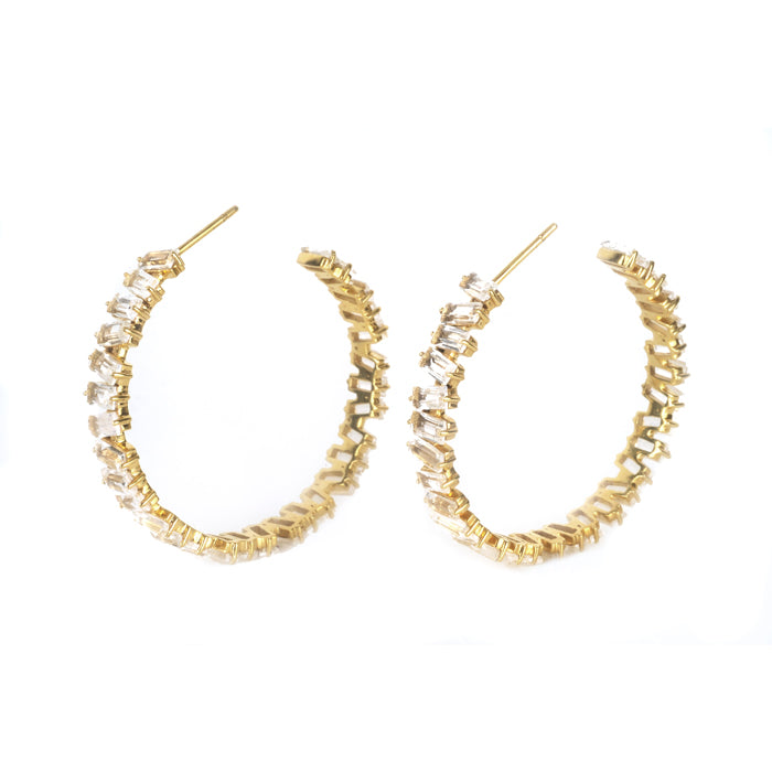 Thea Hoop Medium Earring - (13 Gemstone Options)