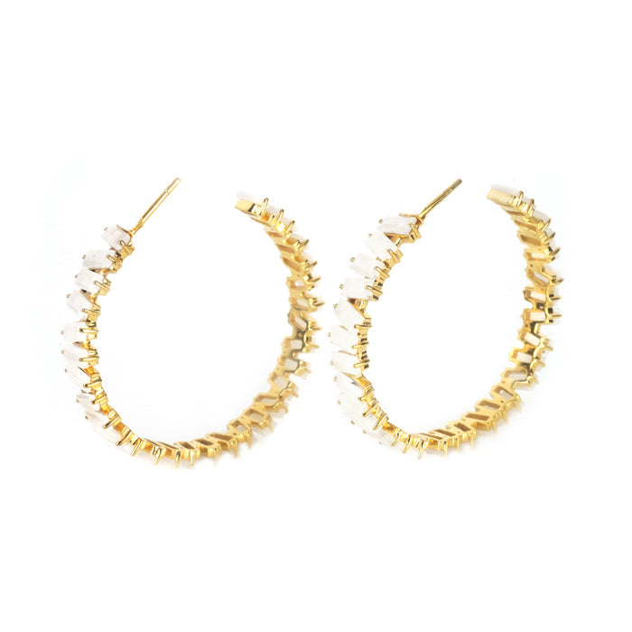 Thea Hoop Medium Earring - (13 Gemstone Options)