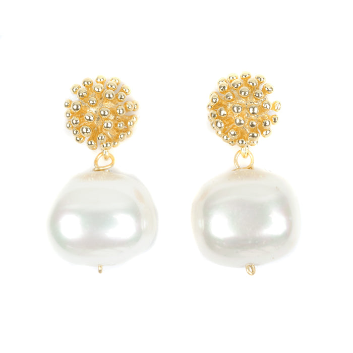 Coral Gold/Pearl Earring