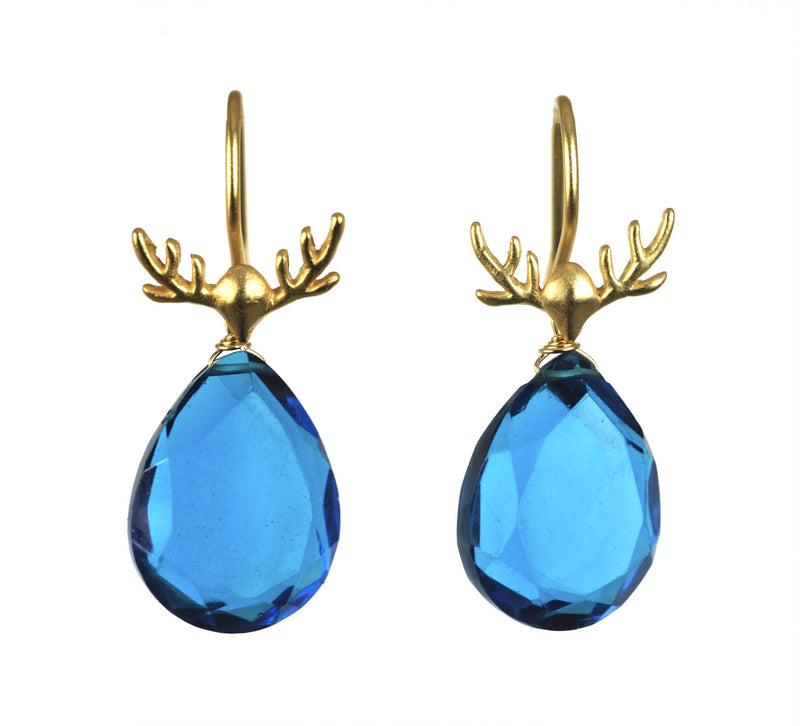 Antler Earring - (5 Gemstone Options)