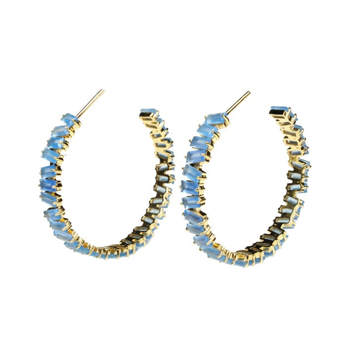 Thea Hoop Medium Earring - (13 Gemstone Options)