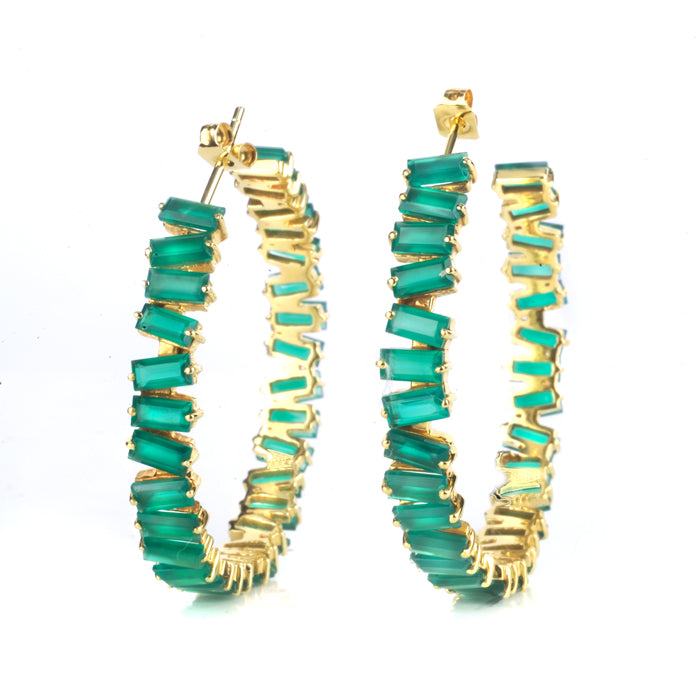 Thea Hoop Medium Earring - (13 Gemstone Options)