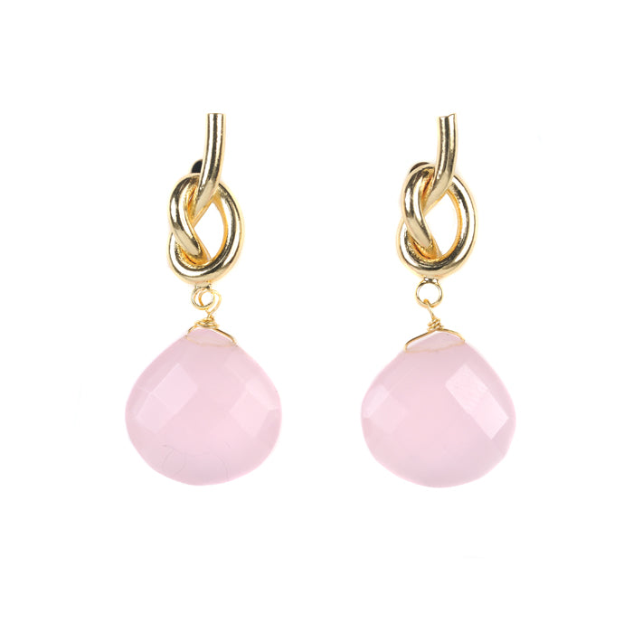 Knot Gemstone Earring - 4 Stone Options