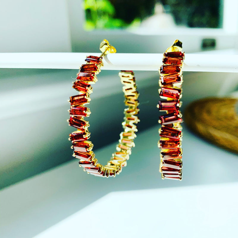 Thea Hoop Medium Earring - (13 Gemstone Options)