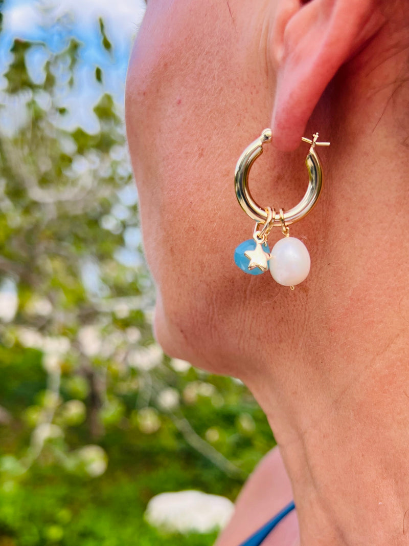 Boca Grande Hoop Earring - (5 Gemstone Options)