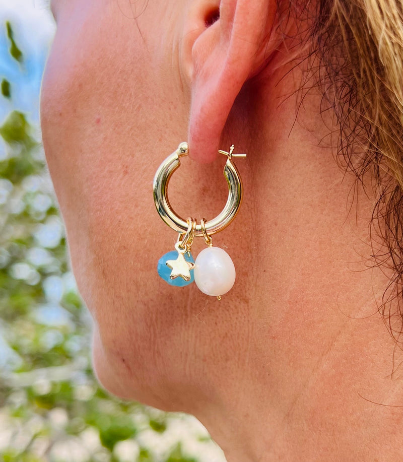 Boca Grande Hoop Earring - (5 Gemstone Options)