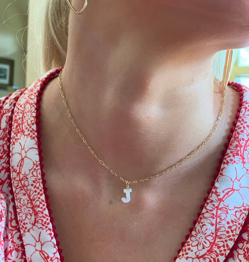 Initial Pearl Necklace - (26 Letter Options)
