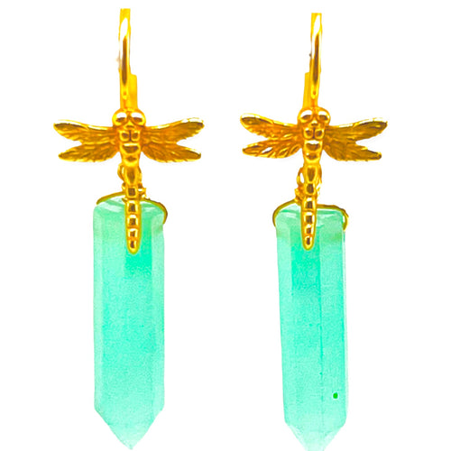 Dragonfly Crystal Quartz Earring - (4 Color Options)