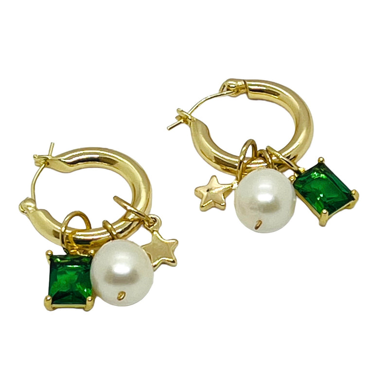 Boca Grande Hoop Earring - (5 Gemstone Options)