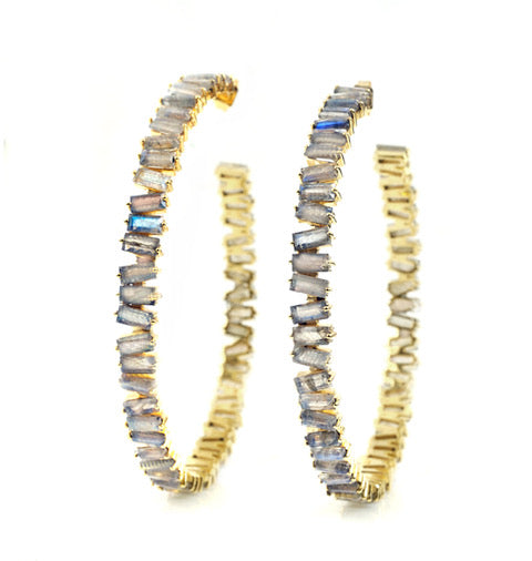 Thea Hoop Large Earring (4 Gemstone Options)